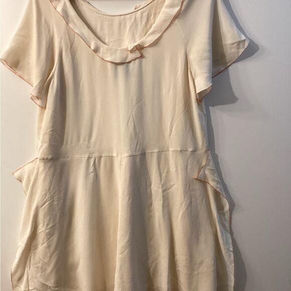 3.1 Phillip Lim Cream Flutter Sleeve Blouse Peter Pan Collar Top - Picture 2 of 13